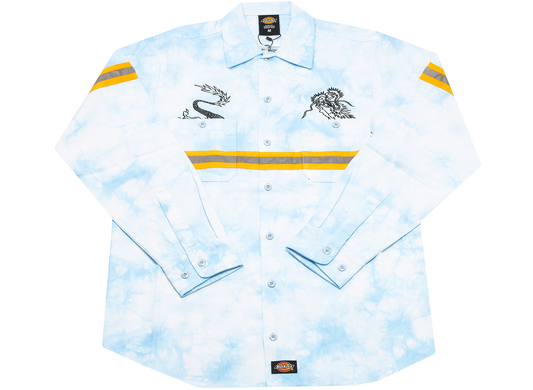 Clot x Dickies Dragon Tie Dye Long Sleeve Work Shirt in Blue