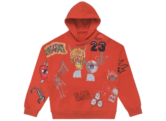 BLUECARATS Grunge Hoodie in Burgundy