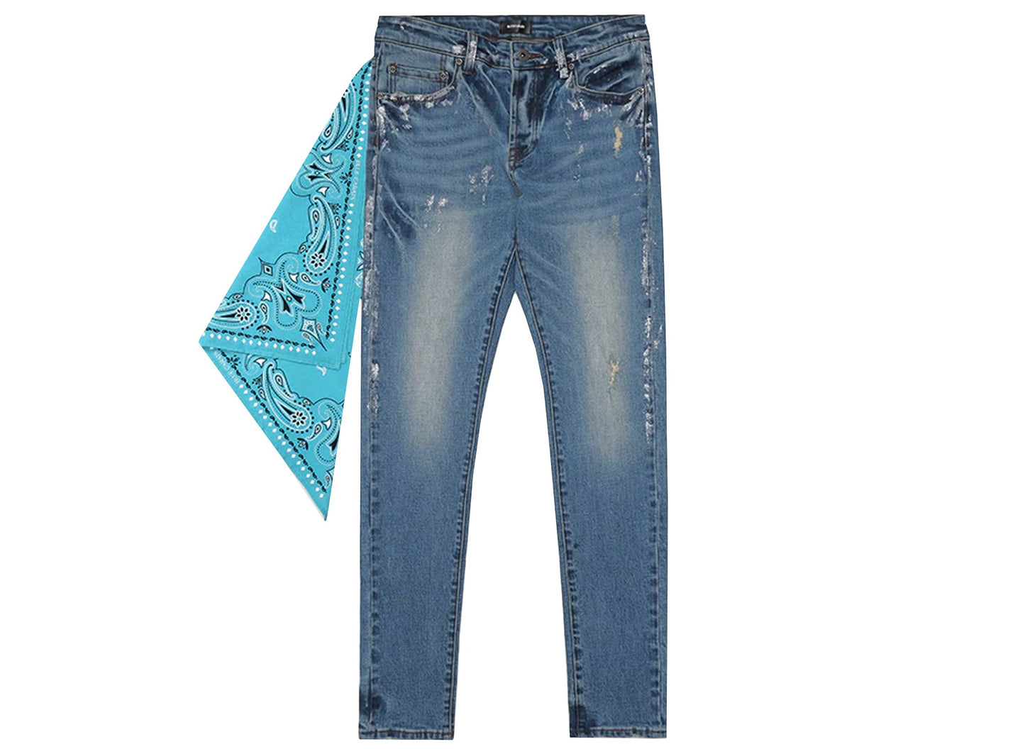 BLUECARATS The McQueen 5 Pocket Slim Fit Jeans in Shiny Metallic Indigo