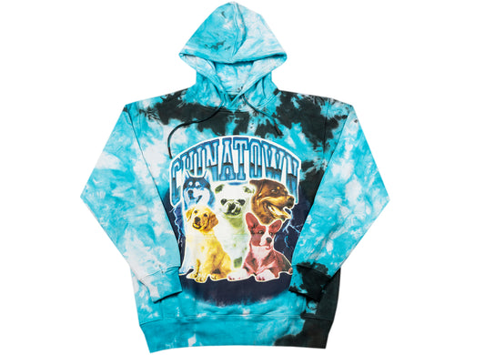 Chinatown Market Dawg Lightning Arc Hoodie in Sky Blue Tie Dye