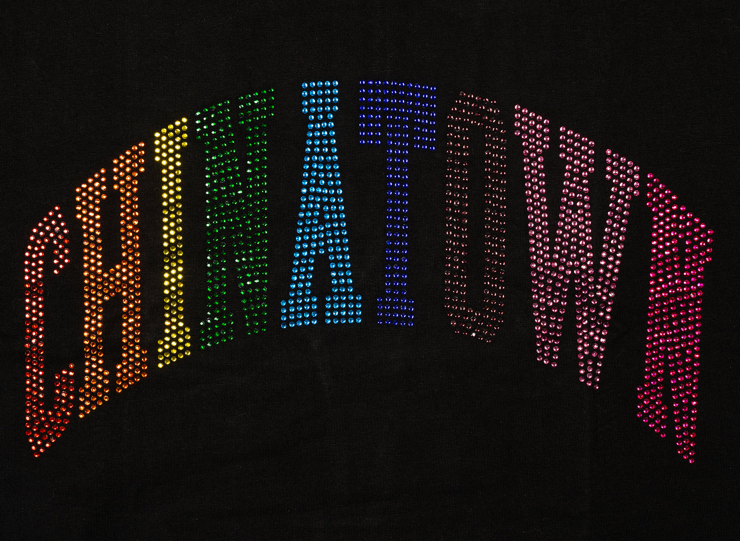Chinatown Market Rainbow Rhinestone Arc Tee in Black