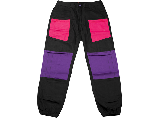 Clot Contrast Patched Panel Pants in Black