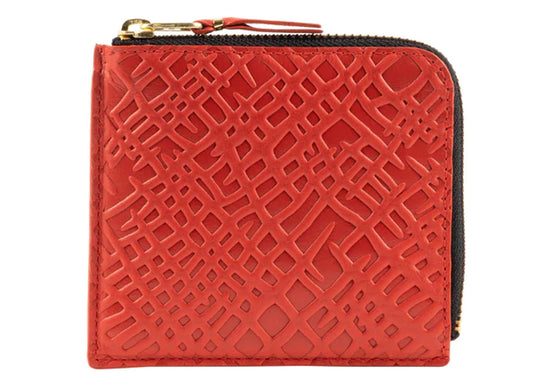 Comme des Garçons Embossed Roots Wallet in Red