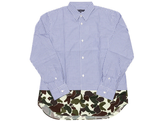 Comme des Garçons HOMME Camo Button Up in White / Navy Blue / Green