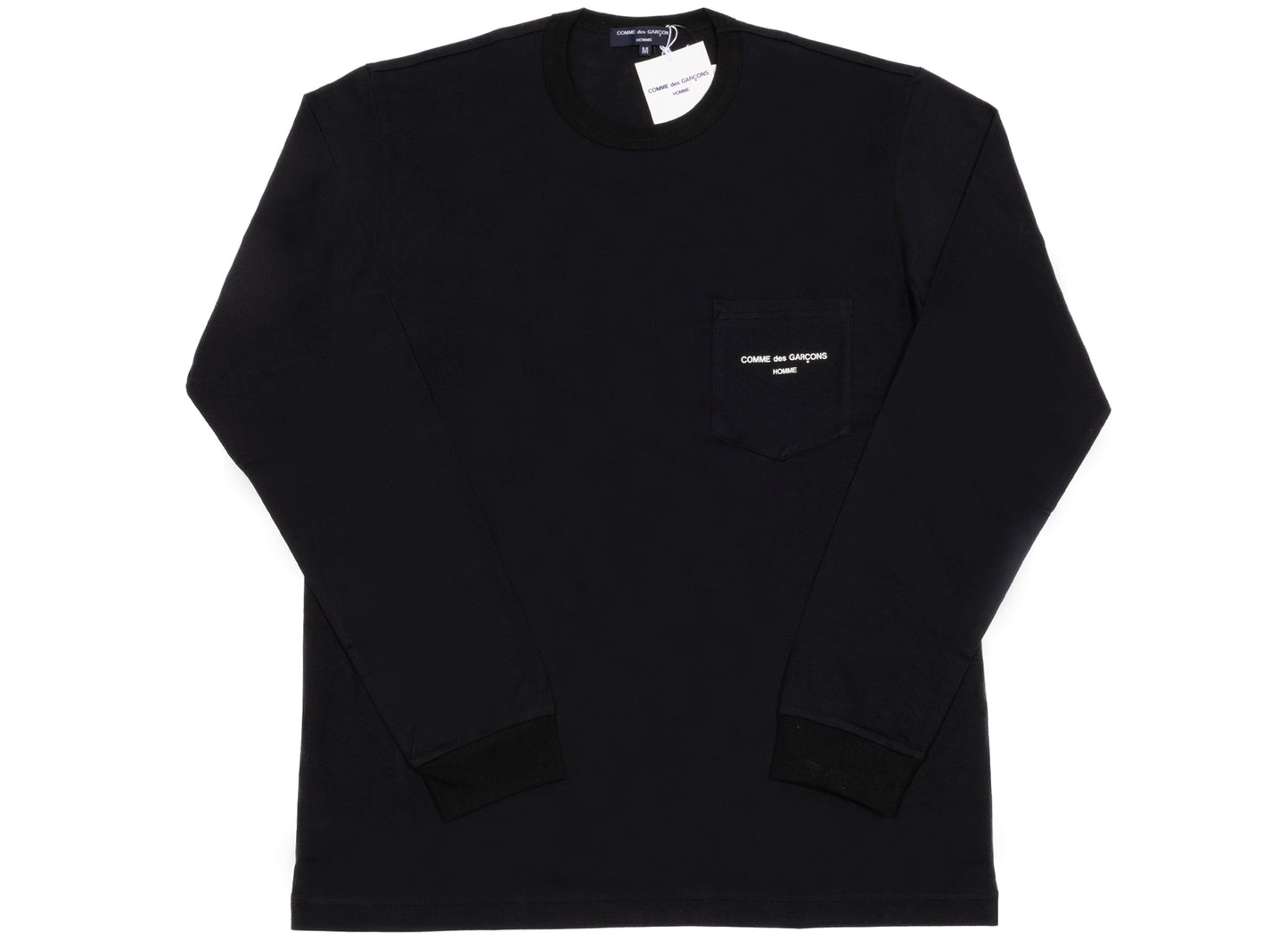 Comme des Garçons HOMME Langarm-Taschen-T-Shirt in Schwarz