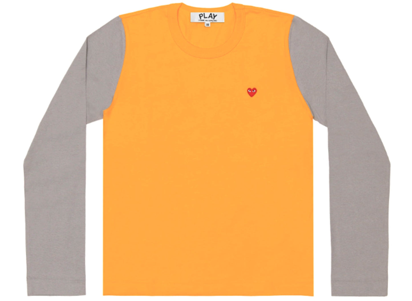 Comme des Garçons PLAY Bi-Color L/S Tee in Orange / Grey