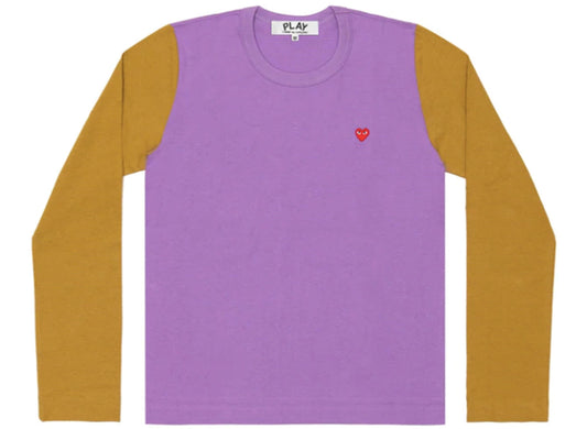 Comme des Garçons PLAY Bi-Color L/S Tee in Lavender / Earth