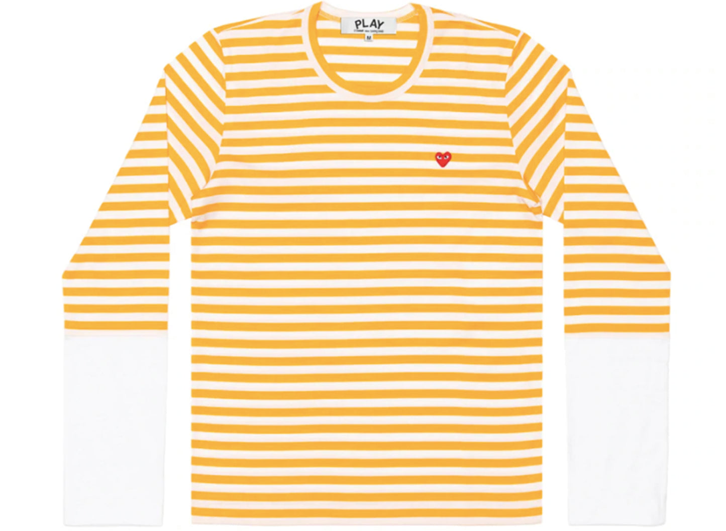 Comme des Garçons PLAY Color Block Striped L/S Tee in Orange / White