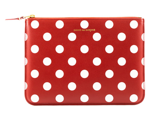 Comme des Garçons Polka Dots Printed Wallet in Red