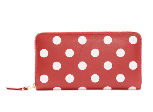 Comme des Garçons Polka Dots Printed Wallet in Red