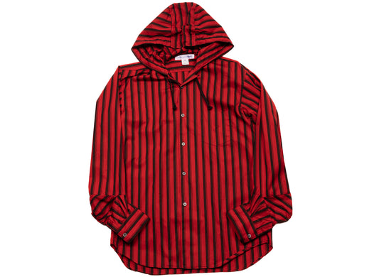 Comme des Garçons SHIRT Hooded Button Up in Scarlet / Black