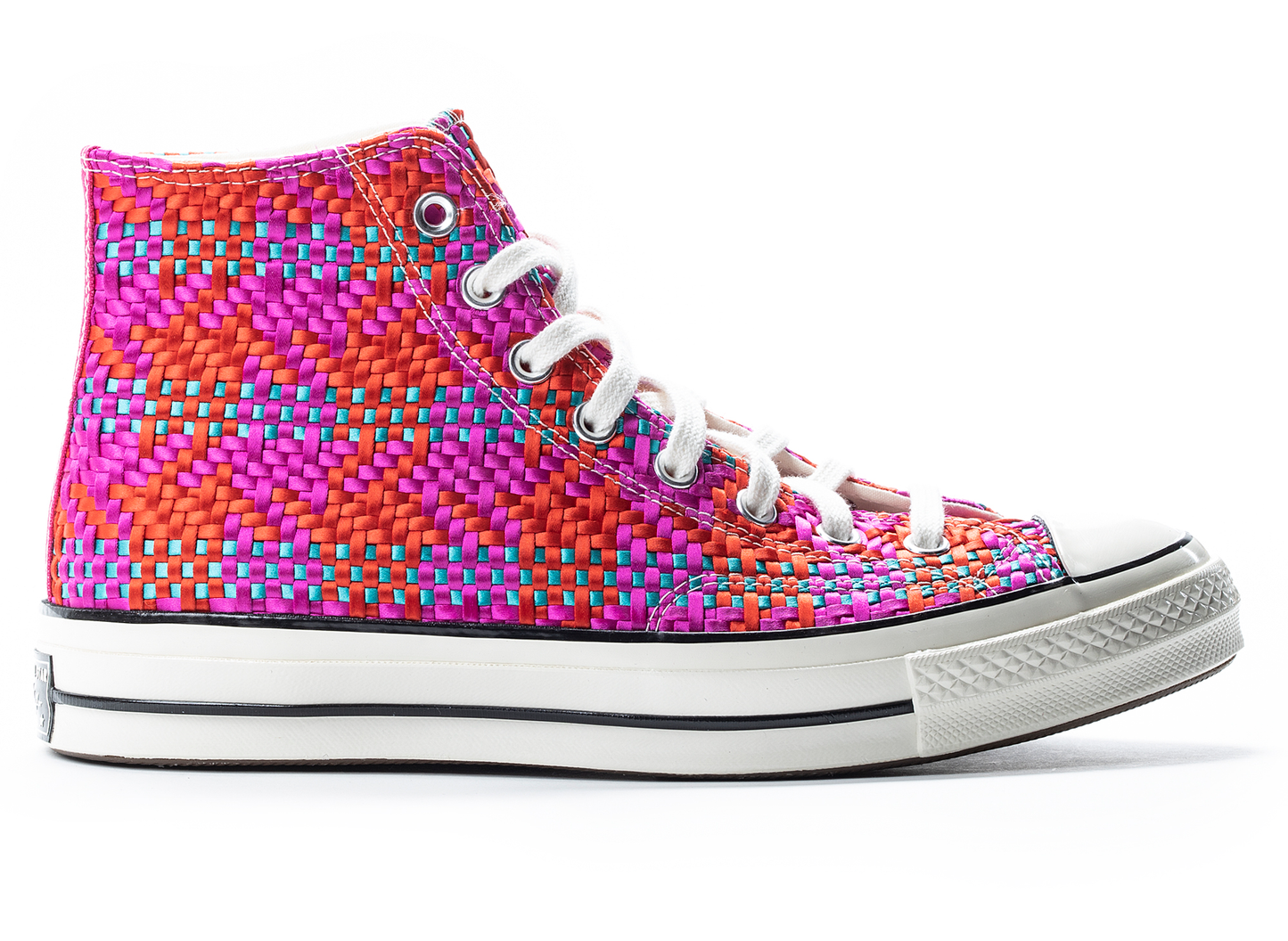 Converse Chuck 70 Hi Woven in Cherry Red / Pink Pop / Egret