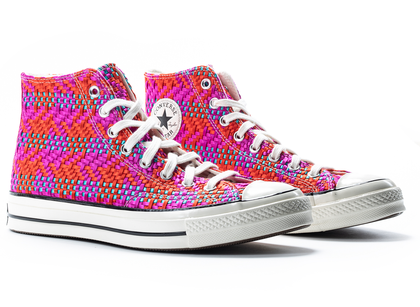Converse Chuck 70 Hi Woven in Cherry Red / Pink Pop / Egret