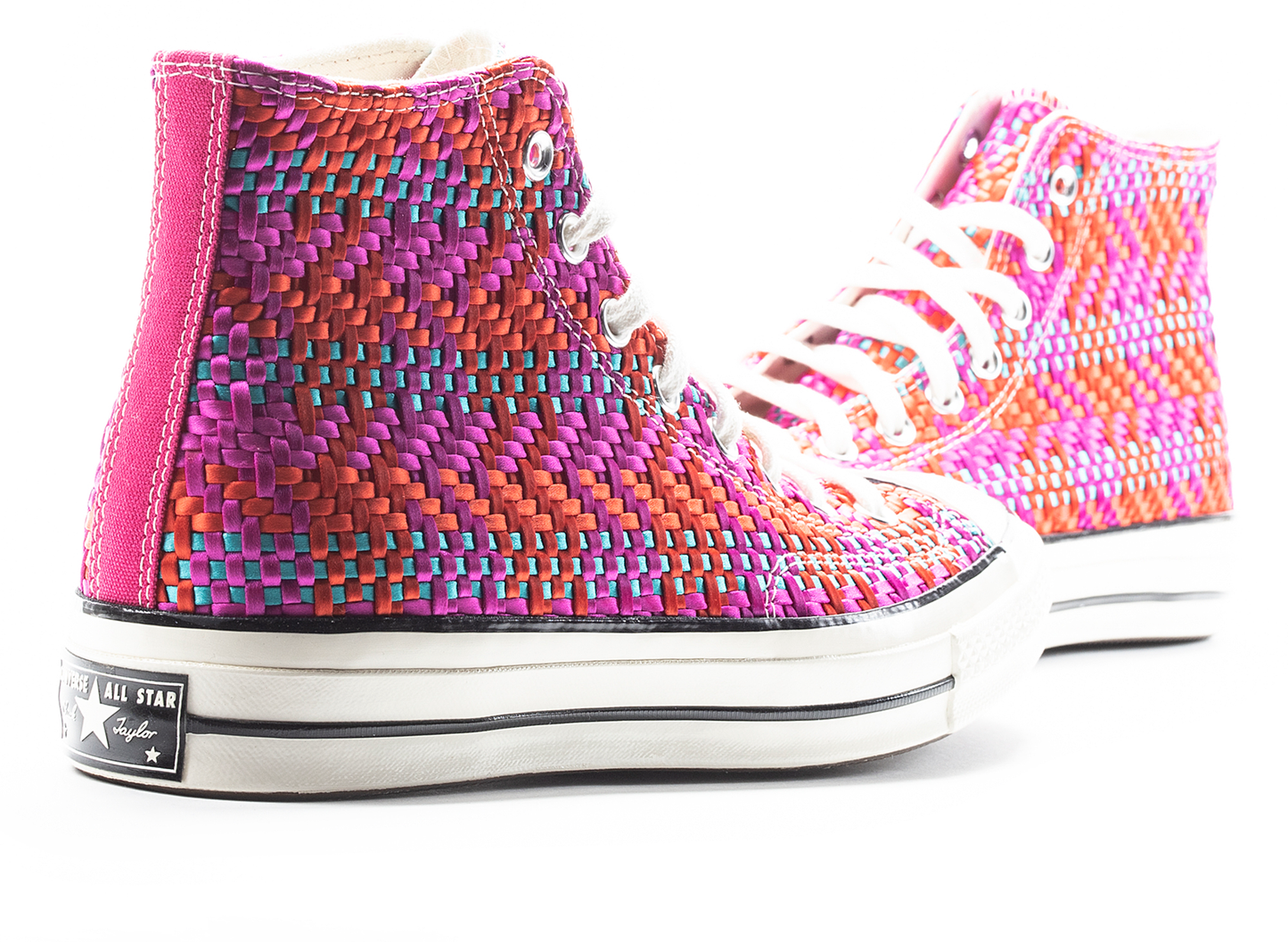 Converse Chuck 70 Hi Woven in Cherry Red / Pink Pop / Egret