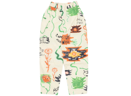 Converse x Come Tees Floral Triangle Chino Pants in Bone