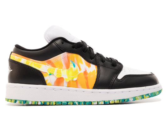 GS Air Jordan 1 Low SE in Black / White / Team Orange / Kumquat