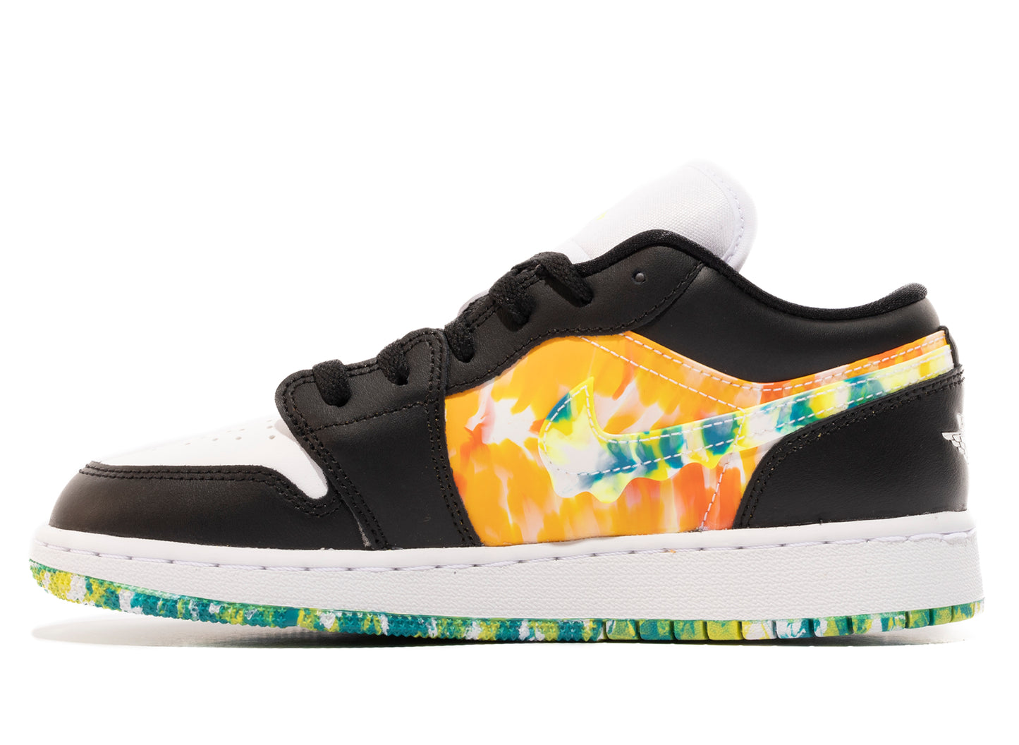 GS Air Jordan 1 Low SE in Black / White / Team Orange / Kumquat - view 3