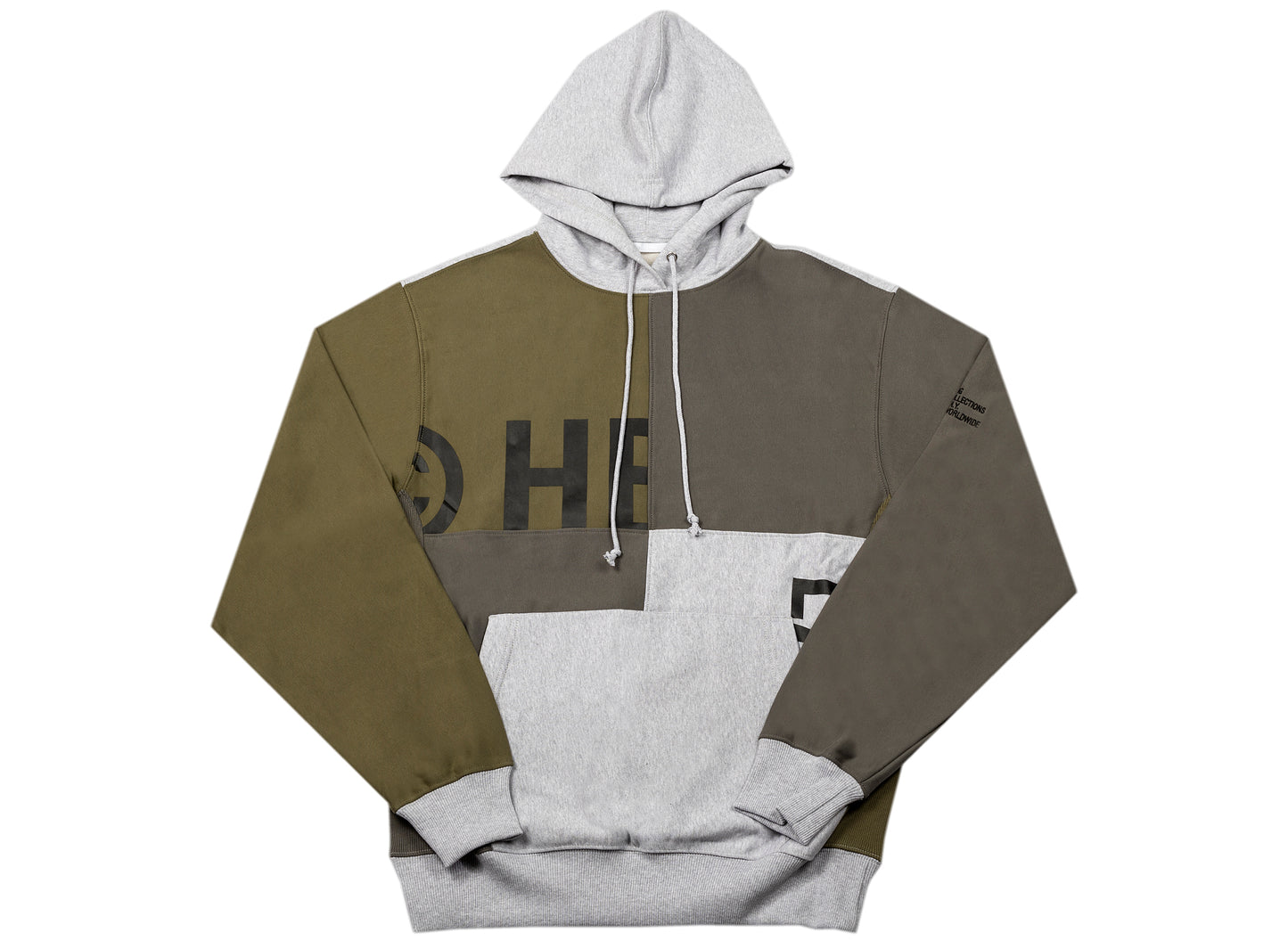 Helmut Lang Patchwork Hoodie in Seaweed / Slate / Vapor