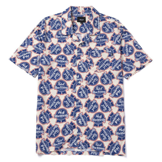HUF x PBR Rayon S/S Woven Shirt in Natural
