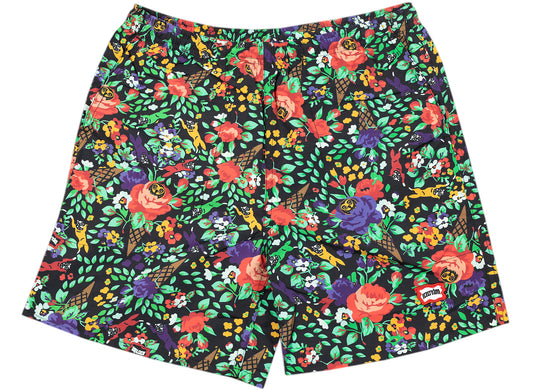 Ice Cream Floral Shorts in Black