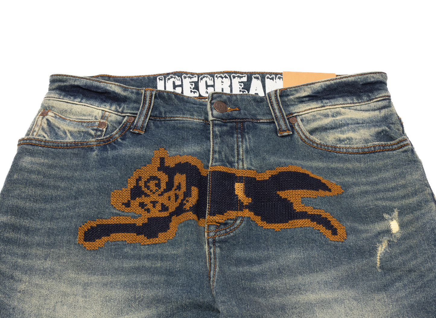 Ice Cream Stitch Jeans in Custard