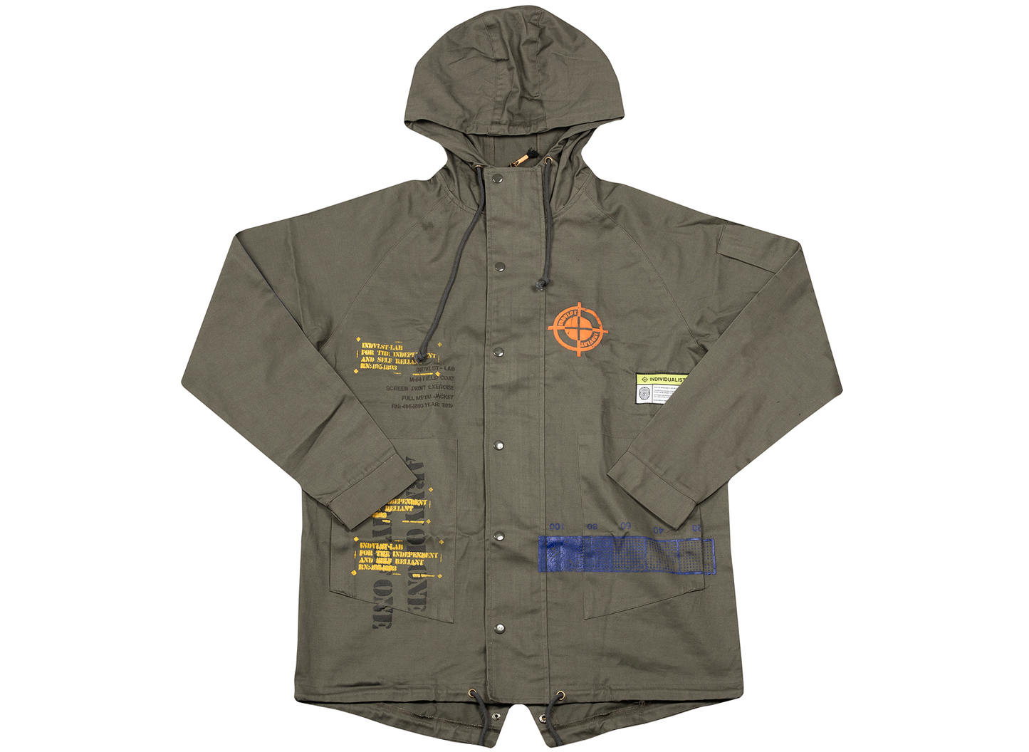 INDVLST Hand Printed Army of One M65 Jacket in Olive