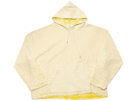 John Elliott Reverse Burn-Out Hoodie in Ivory / Yellow