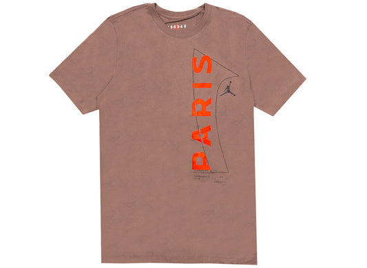 Jordan Paris Saint-Germain Wordmark Tee in Plum Eclipse / Bright Crimson / Black