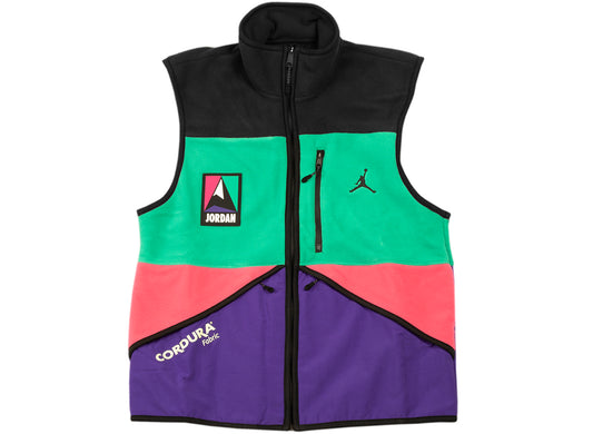 Jordan Winter Mountainside Utility Vest in Black / Neptune Green / Watermelon / Black