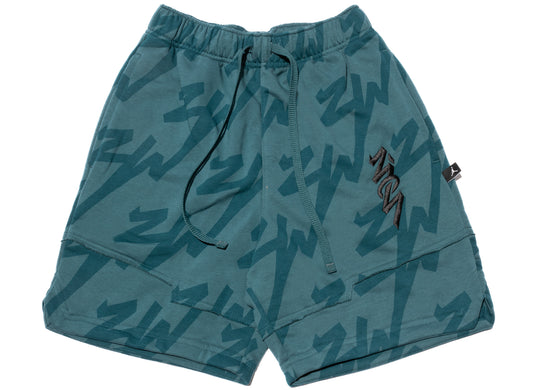 Jordan Zion Perforated Shorts in Dark Teal Green / Black