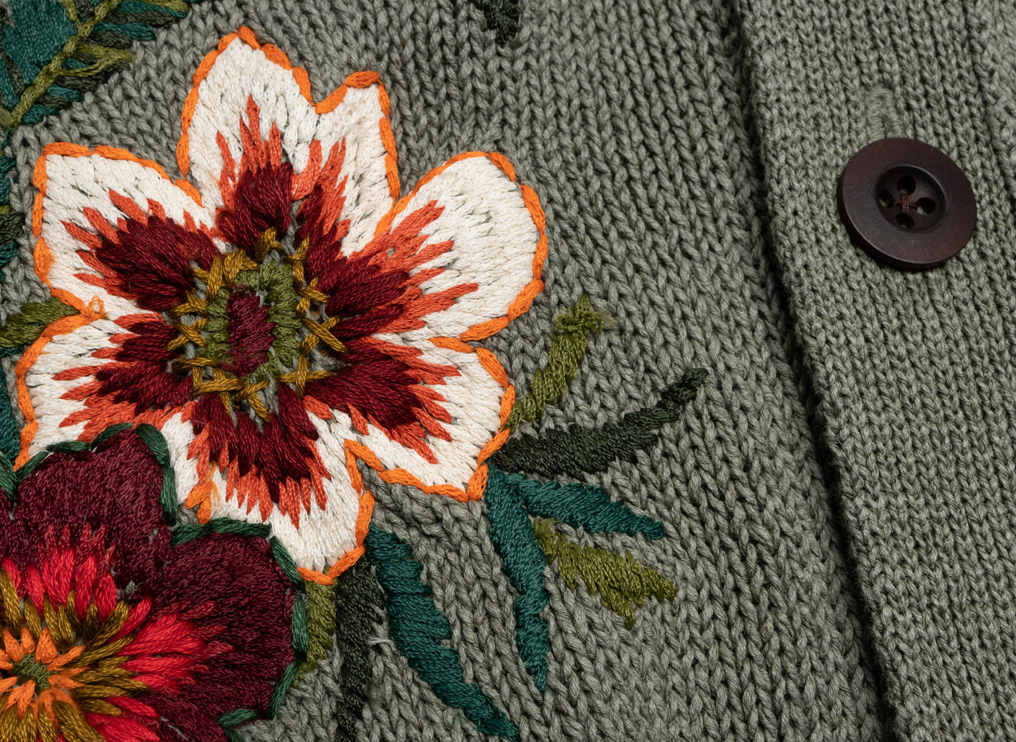 Junya Watanabe MAN Cotton Flower Embroidered Cardigan - view 2