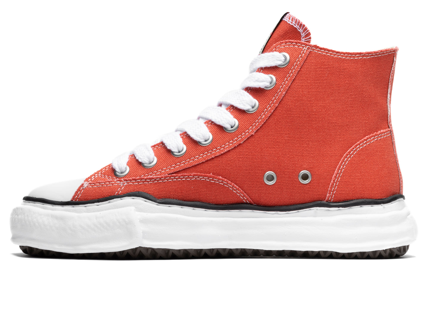 Maison Mihara Yasuhiro High Top Lace Up Sneaker in Orange - view 3