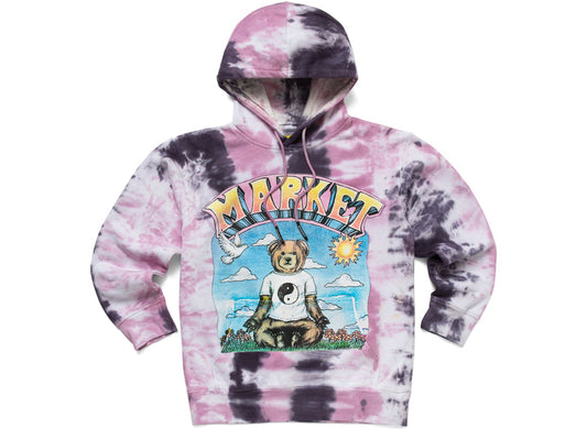 Market Namaste Bear Day n' Night Tie Dye Hoodie in Lavender