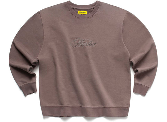 Market Script Crewneck in Washed Grey