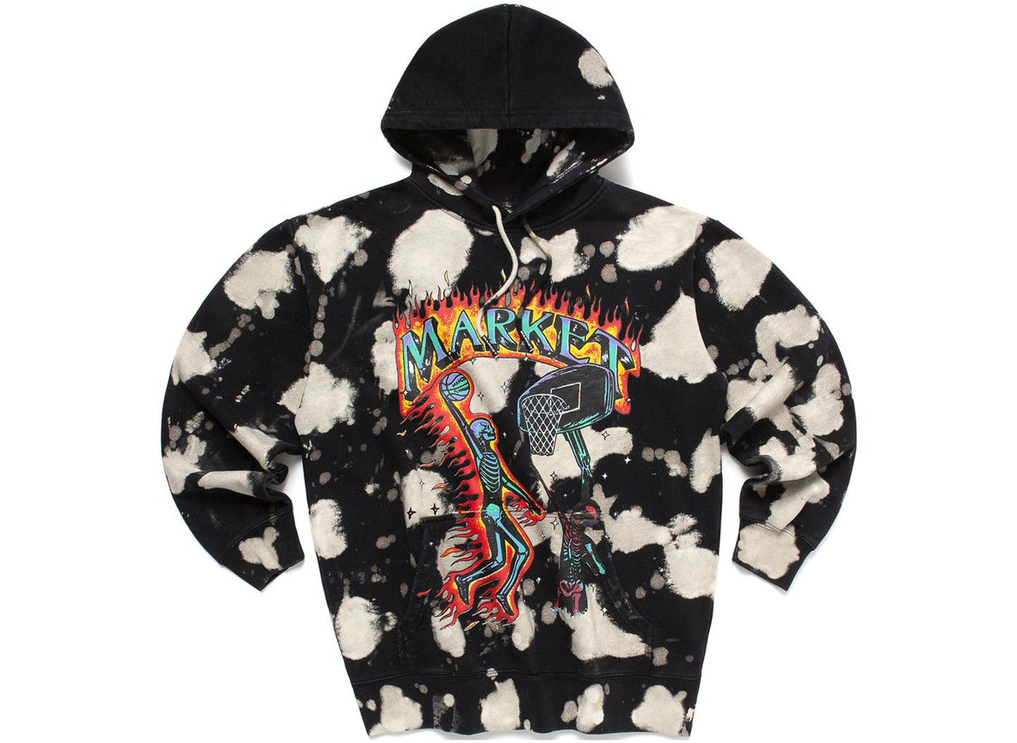 Market Skelly Digital Dunk Hoodie in Black Bleach Dye