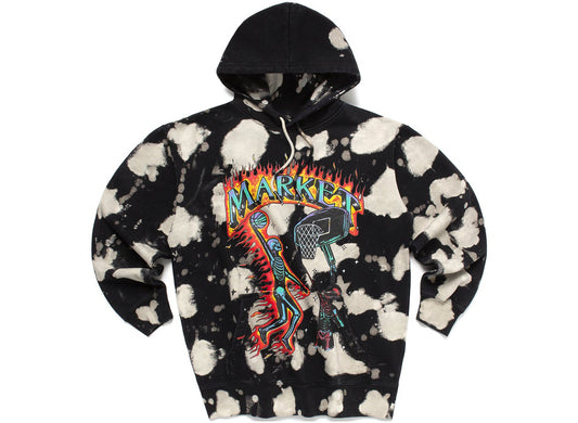 Market Skelly Digital Dunk Hoodie in Black Bleach Dye