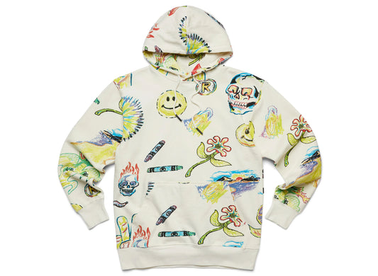Market Smiley Coloring Book AOP Hoodie in Cream