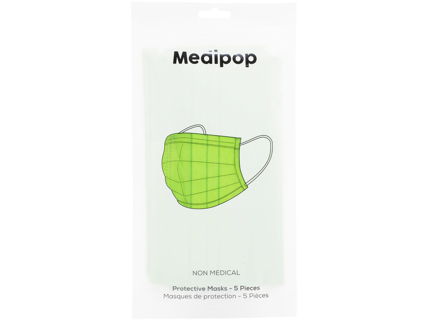 Mascarillas desechables para adultos Medipop, paquete de 5, color verde