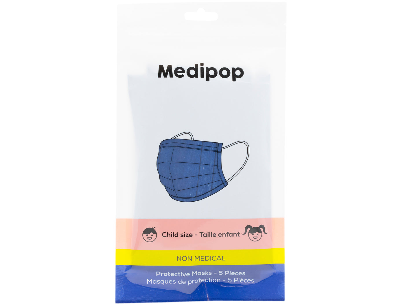 Mascarillas protectoras estándar Medipop de 5 unidades para niños en color azul