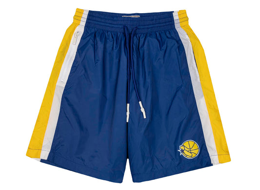 Mitchell & Ness Packable Nylon Shorts 'Golden State Warriors' in Royal Blue / Gold / White