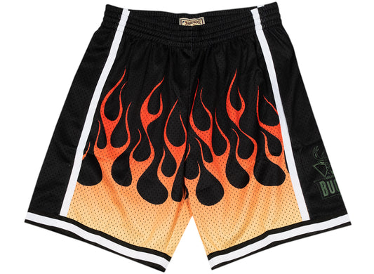 Mitchell & Ness Swingman Milwaukee Bucks 2000-01 Flame Shorts in Black / Red