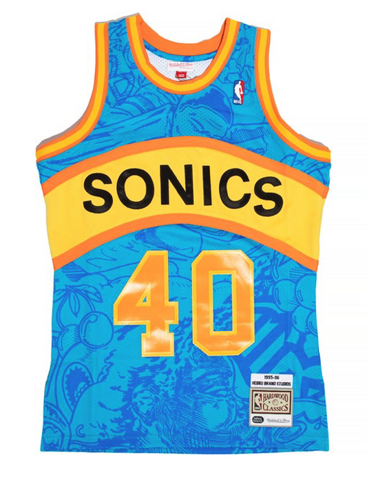 Mitchell & Ness x Hebru Brantley NBA Seattle Supersonics Hebru Jersey in Blue