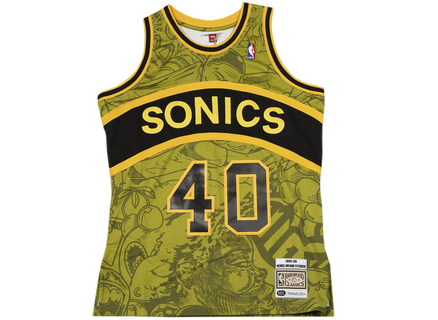 Mitchell & Ness x Hebru Brantley NBA Seattle Supersonics Jersey in Green