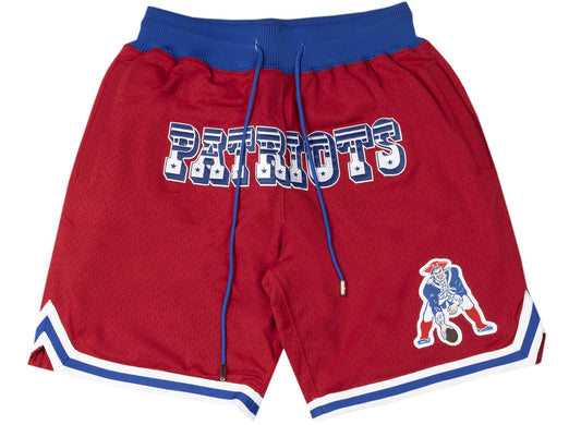 Mitchell & Ness x Just Don Championship Patriots Shorts in Varsity Red / Blue