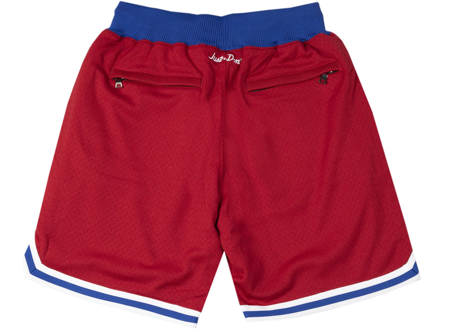 Mitchell & Ness x Just Don Championship Patriots Shorts in Varsity Red / Blue