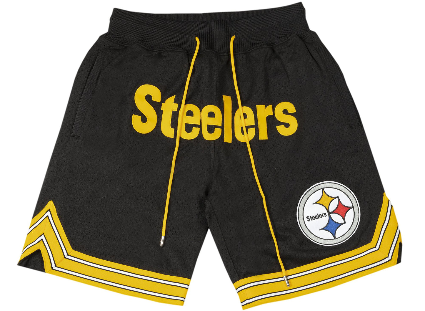 Mitchell & Ness x Just Don Championship Steelers Shorts in Black / Yellow