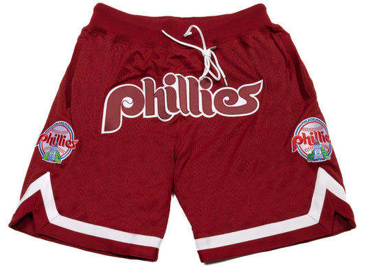Mitchell & Ness x Just Don Cooperstown Phillies Shorts in Crimson