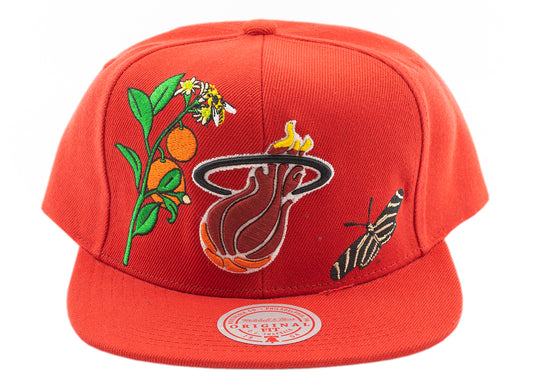 Mitchell & Ness x NBA State Flower Snapback 'Miami Heat' in Red