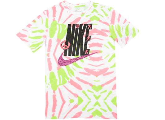 Nike Sportswear Festival Tie-Dye Tee in White / Sunset Pulse / Green Strike