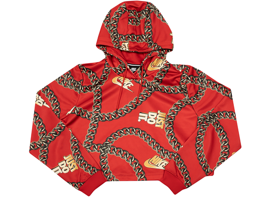 Nike Sportswear Icon Clash Women's Crop Top Hoodie in University Red / Black